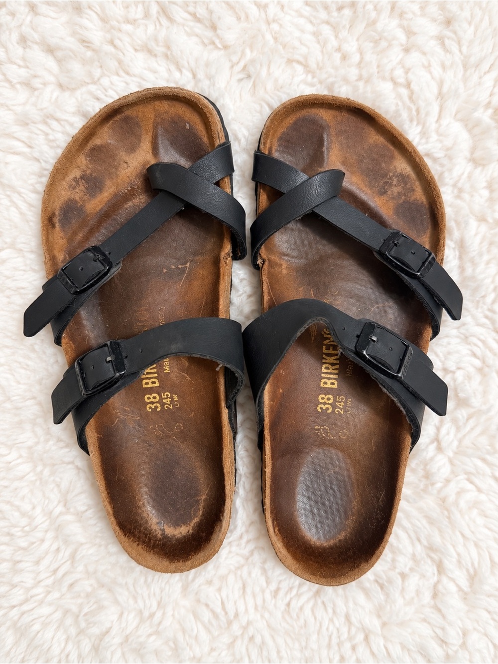 Birkenstock Mayari Black Strappy Sandals Size 38 US 7-7.5